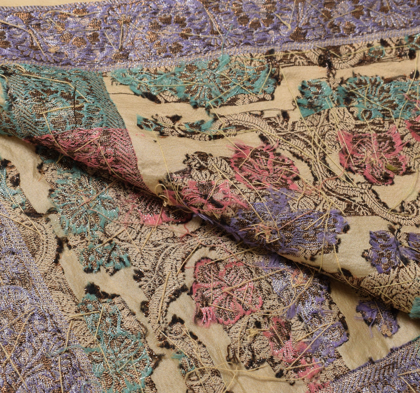 Sushila Vintage Pure Tussar Silk Dupatta Woven Sequins Work Brown Long Stole
