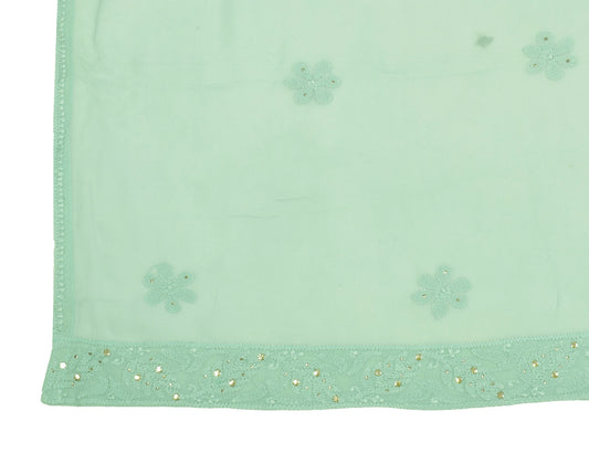 Sushila Vintage Lucknow Chikankari Dupatta Pure Georgette Silk Floral Long Stole