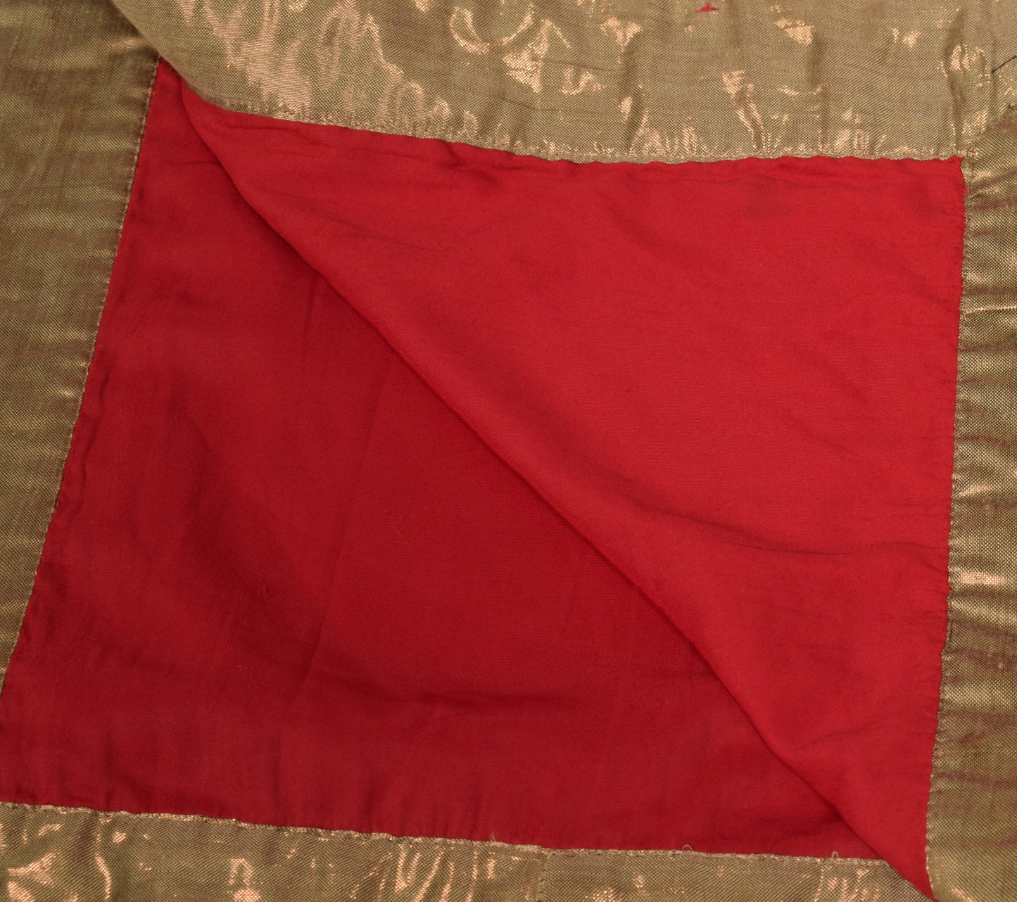 Sushila Vintage Red Velvet Wedding Dupatta Patch Work Zari Border Long Stole