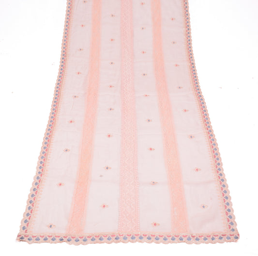 Sushila Vintage Pink Cutwork Dupatta Embroidered Designer Pure Silk Long Stole
