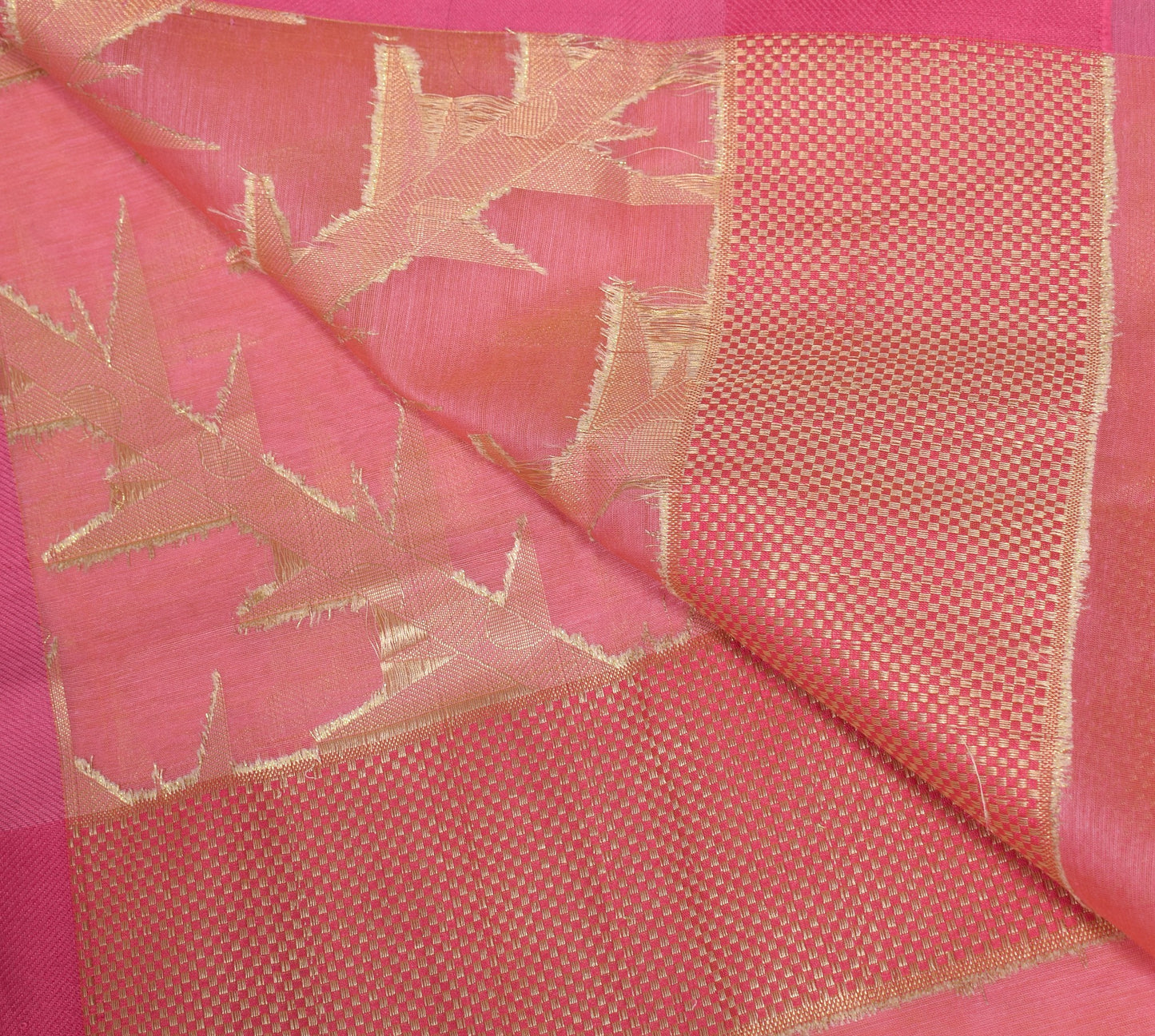 Sushila Vintage Peach Pink Dupatta Woven Art Cotton Silk Banarasi Long Stole