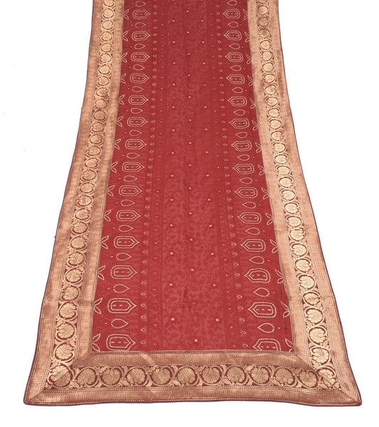 Sushila Vintage Maroon Floral Dupatta Pure Georgette Embroidery Woveb Long Stole