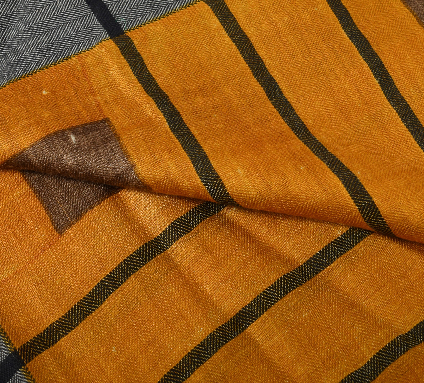 Sushila Vintage Brown Dupatta Pure Woolen Hand Block Printed Soft Long Stole