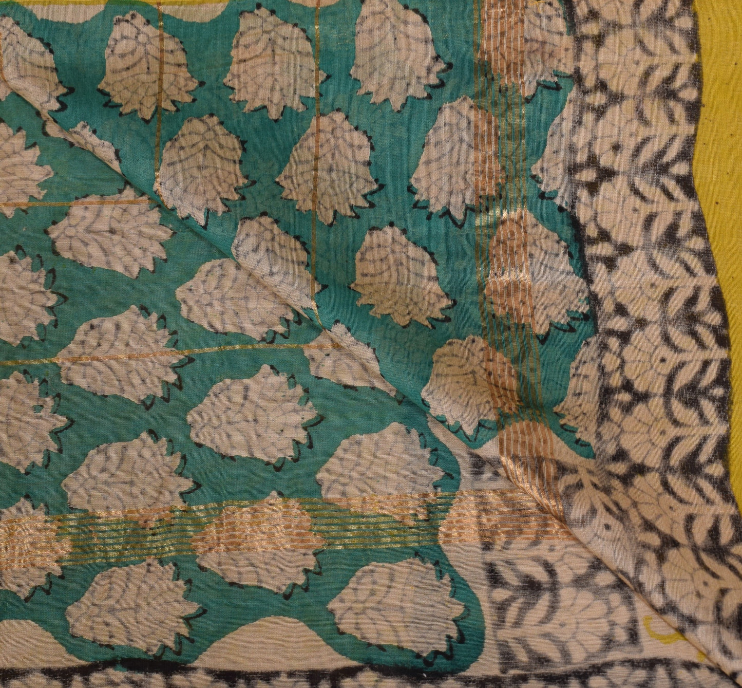 Sushila Vintage Light Brown Dupatta Floral Hand Block Printed Cotton Silk Stole