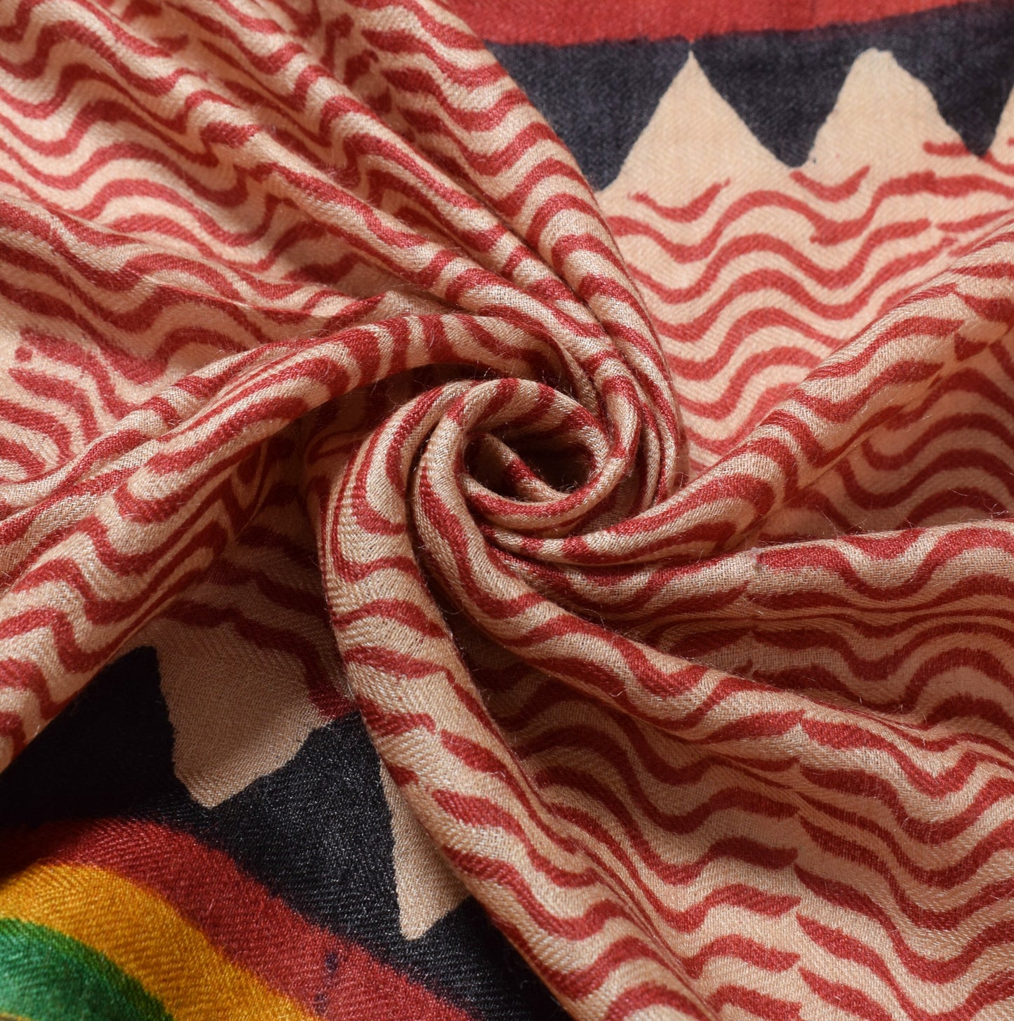 Sushila Vintage Pure Woolen Dupatta Hand Block Printed Woven Red Soft Long Stole
