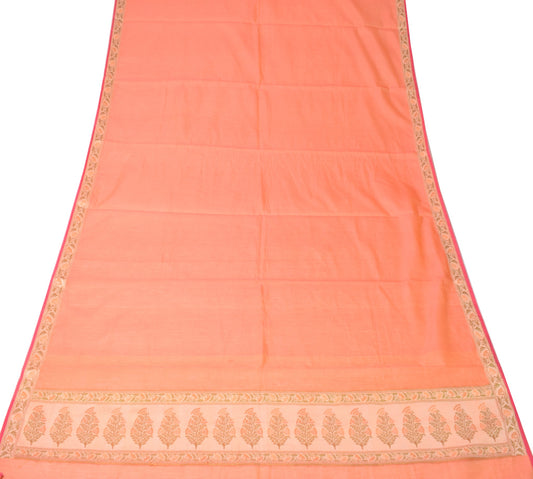 Sushila Vintage Pure Cotton Silk Dupatta Woven Peach Dual Tone Floral Long Stole