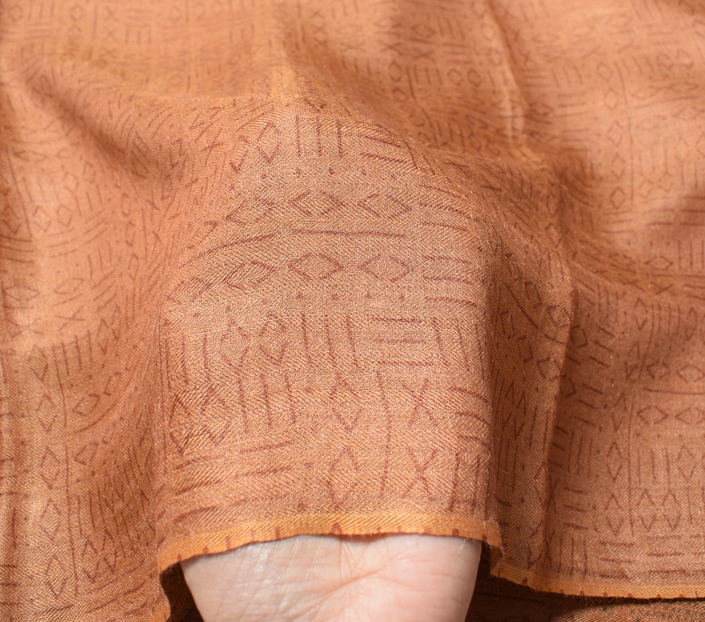 Sushila Vintage Pure Woolen Dupatta Brown Printed Geometric Soft Long Stole