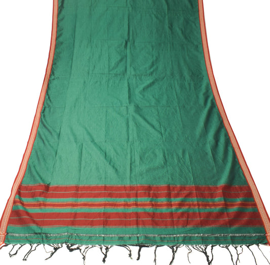 Sushila Vintage Green Handloom Dupatta Pure Cotton Silk Narayanpet Long Stole