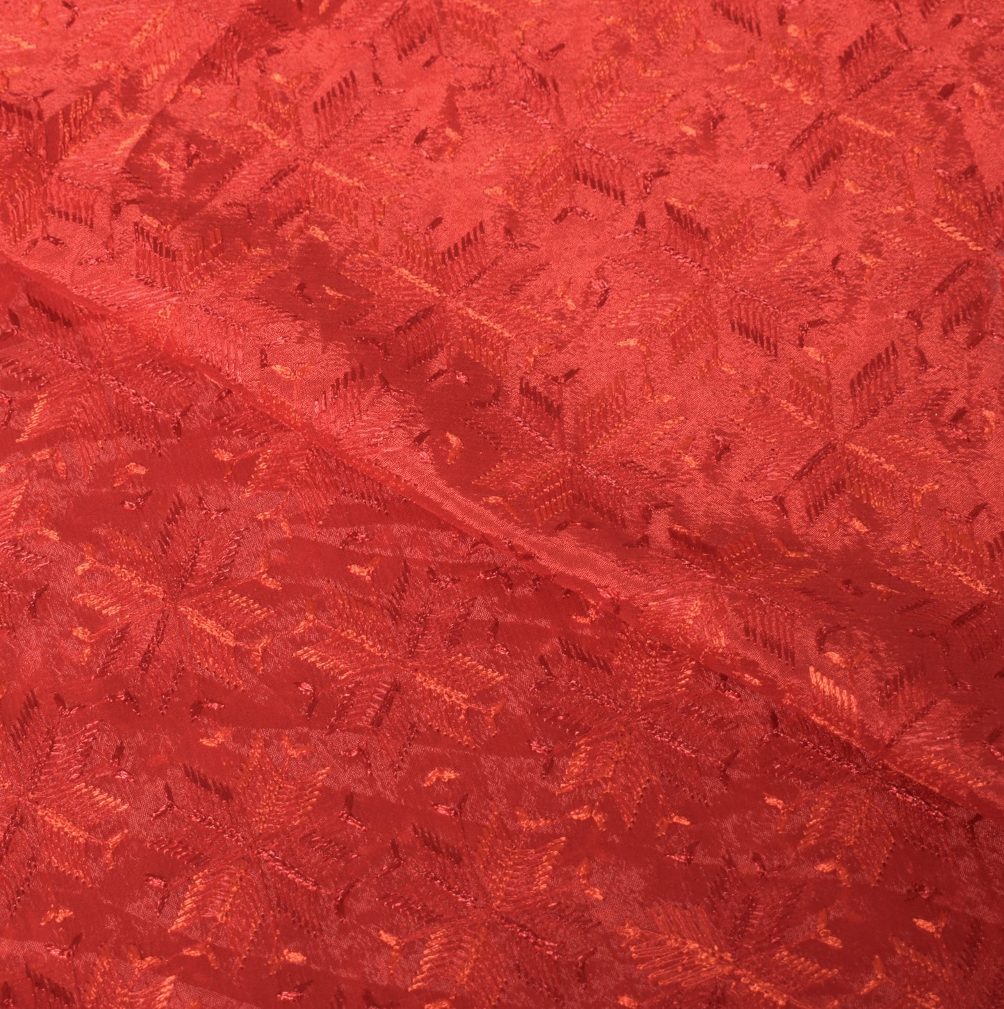 Sushila Vintage Bagh Phulkari Dupatta Art Silk Embroidered Red Ethnic Long Stole