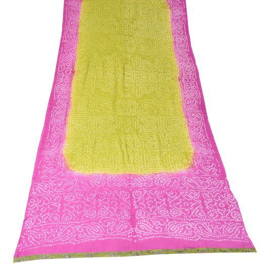 Sushila Vintage Green & Purple Dupatta Pure Georgette Bandhani Print Long Stole