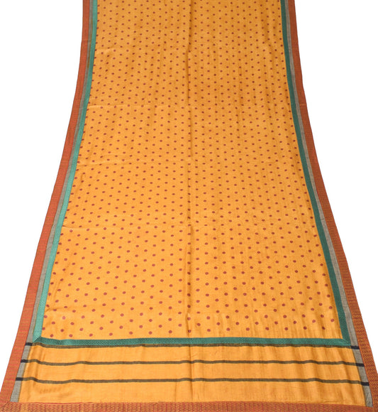 Sushila Vintage Pure Woolen Dupatta Mustard Printed Polka Dot Soft Long Stole
