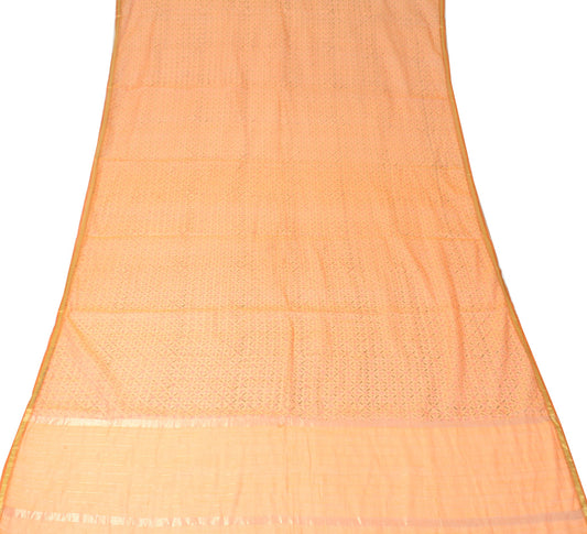 Sushila Vintage Orange BRANDED Dupatta Pure Cotton Silk Floral Print Long Stole
