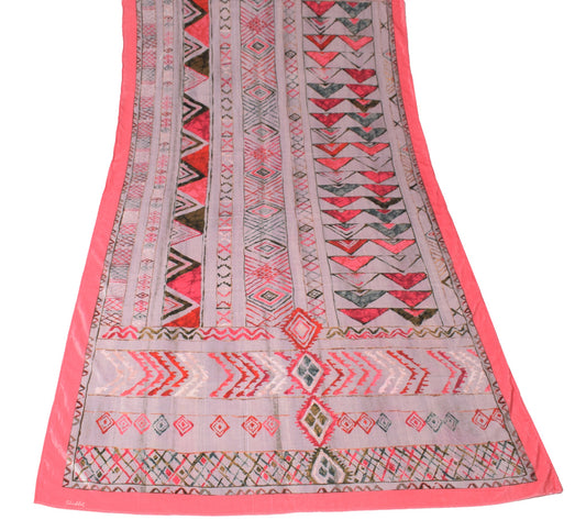 Sushila Vintage Gray Velvet Dupatta Digital Printed Geometrical Long Stole Wrap