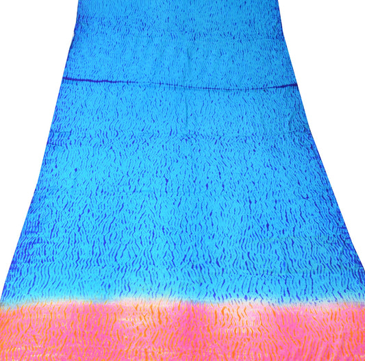 Sushila Vintage Shibori Tie-Dye Dupatta Pure Crepe Handloom Blue Long Stole Veil