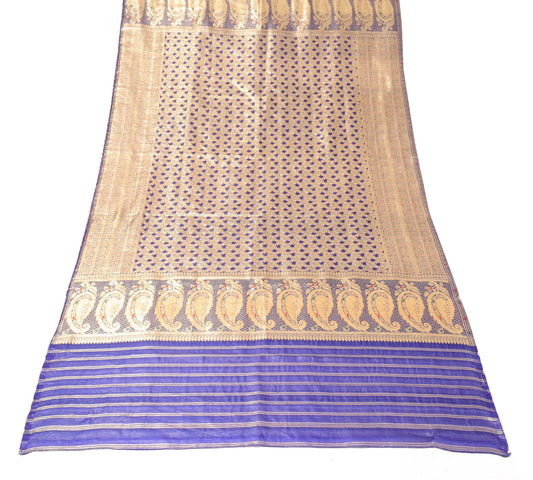 Sushila Vintage Banarasi Brocade Dupatta Art Silk Blue Zari Woven Long Stole