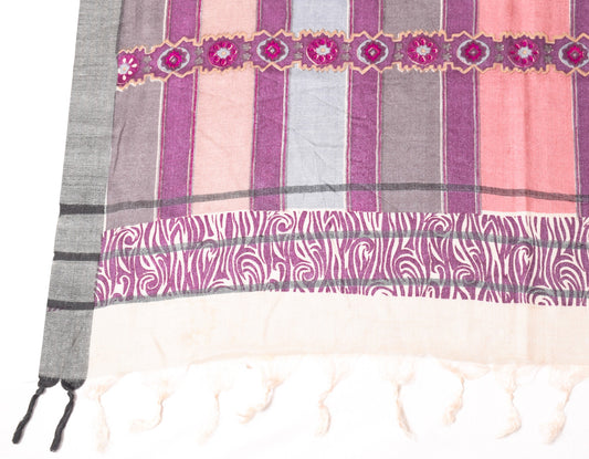 Sushila Vintage Multi-Color Dupatta Printed & Woven Pure Woolen Soft Long Stole