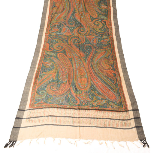 Sushila Vintage Multi-Color Dupatta Paisley Printed Pure Woolen Soft Long Stole