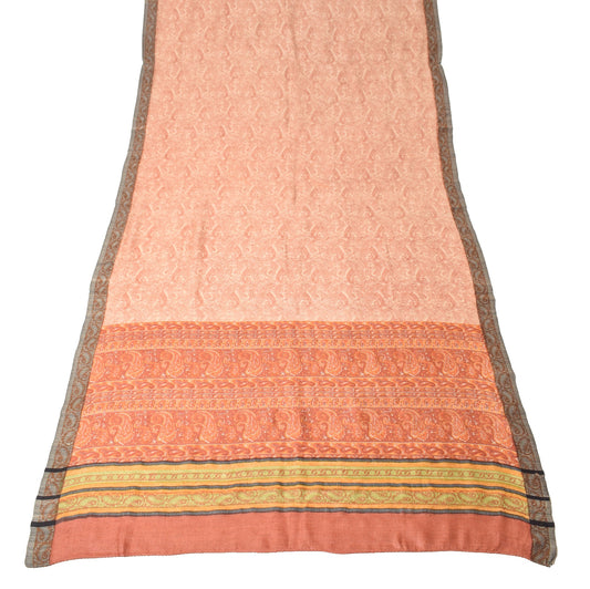 Sushila Vintage Pure Woolen Dupatta Paisley Printed Cream Soft Warm Long Stole