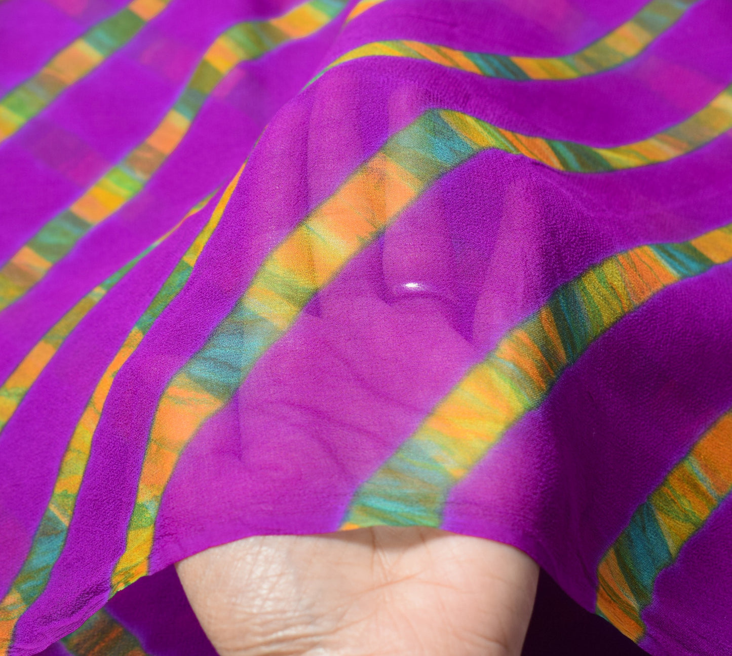 Sushila Vintage Purple Dupatta Pure Georgette Lehariya Digital Print Long Stole