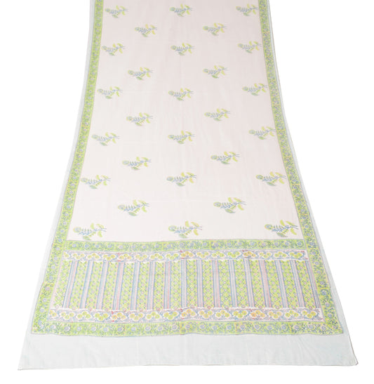 Sushila Vintage White BRANDED Dupatta Pure Cotton Hand Block Printed Long Stole