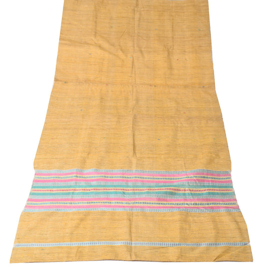 Sushila Vintage Yellow Handloom Dupatta Hand Woven Pure Khadi Indian Long Stole