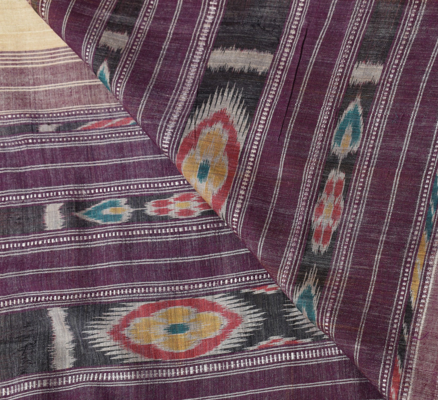 Sushila Vintage Light Brown Dupatta Hand Woven Ikat Pure Tussar Soft Long Stole