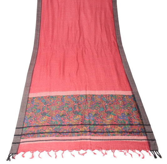 Sushila Vintage Red Pure Woolen Dupatta Printed Floral Soft Long Stole Scarves