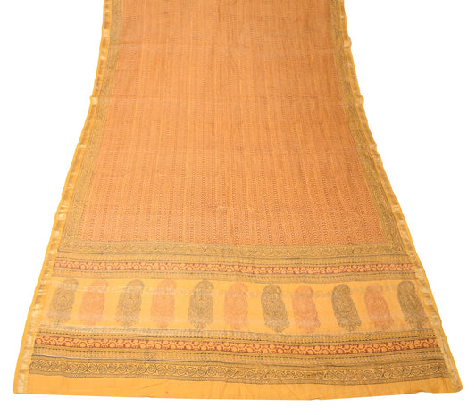 Sushila Vintage Mustard Dupatta Hand Block Printed Pure Cotton Soft Long Stole