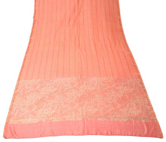 Sushila Vintage Peach Printed Dupatta Pure Cotton Silk Daily Wear LongStole Wrap