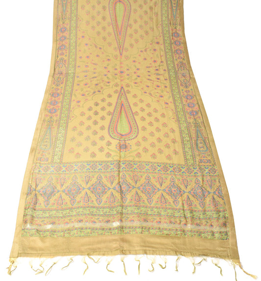 Sushila Vintage Green Dupatta Pure Cotton Silk Floral Printed Long Stole Hijab