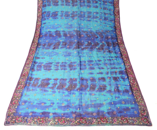 Sushila Vintage Tie-Dye Pure Chiffon Dupatta Glass Beads Sequins Work Long Stole
