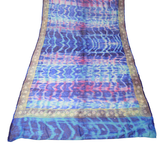 Sushila Vintage Multi-Color Tie-Dye Dupatta Zari Woven Pure Georgette Long Stole
