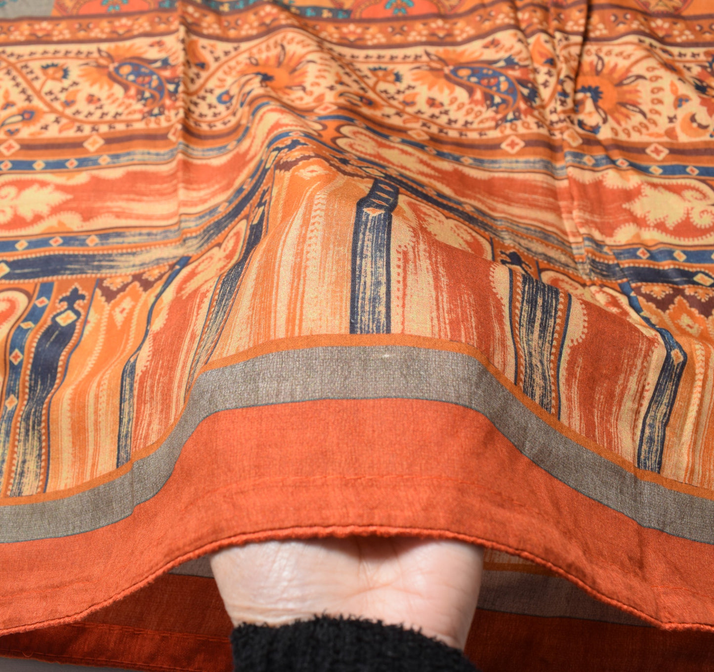 Sushila Vintage Printed Rust Dupatta Pure Cotton Silk Soft Floral Long Stole