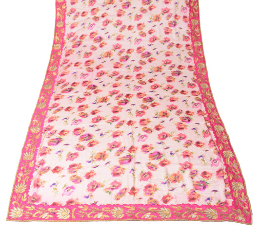 Sushila Vintage Pink Dupatta Pure Chiffon Digital Print & Embroidered Long Stole