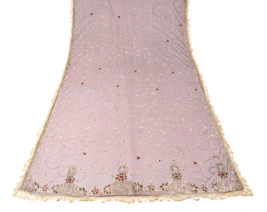 Sushila Vintage Maroon Net Heavy Dupatta Zardozi Work Wedding Bridal Long Stole