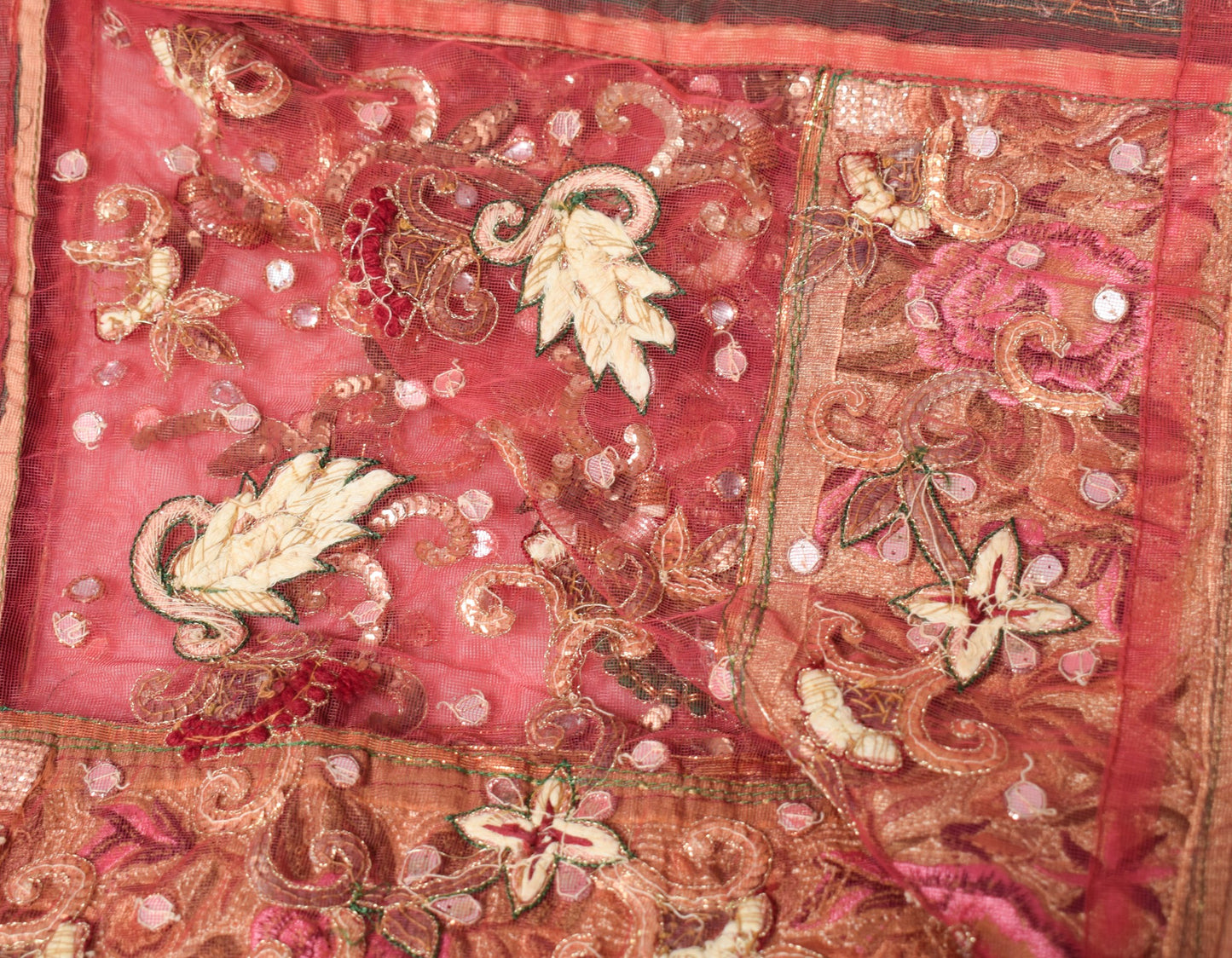 Sushila Vintage Pink Net Heavy Dupatta Zardozi Stone Work Wedding Long Stole
