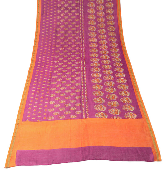 Sushila Vintage Magenta Dupatta Pure Cotton Silk Hand Block Printed Long Stole