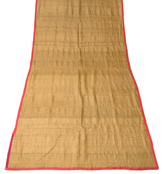 Sushila Vintage Pure Tussuar Silk Dupatta Brown with Contrast Border Long Stole
