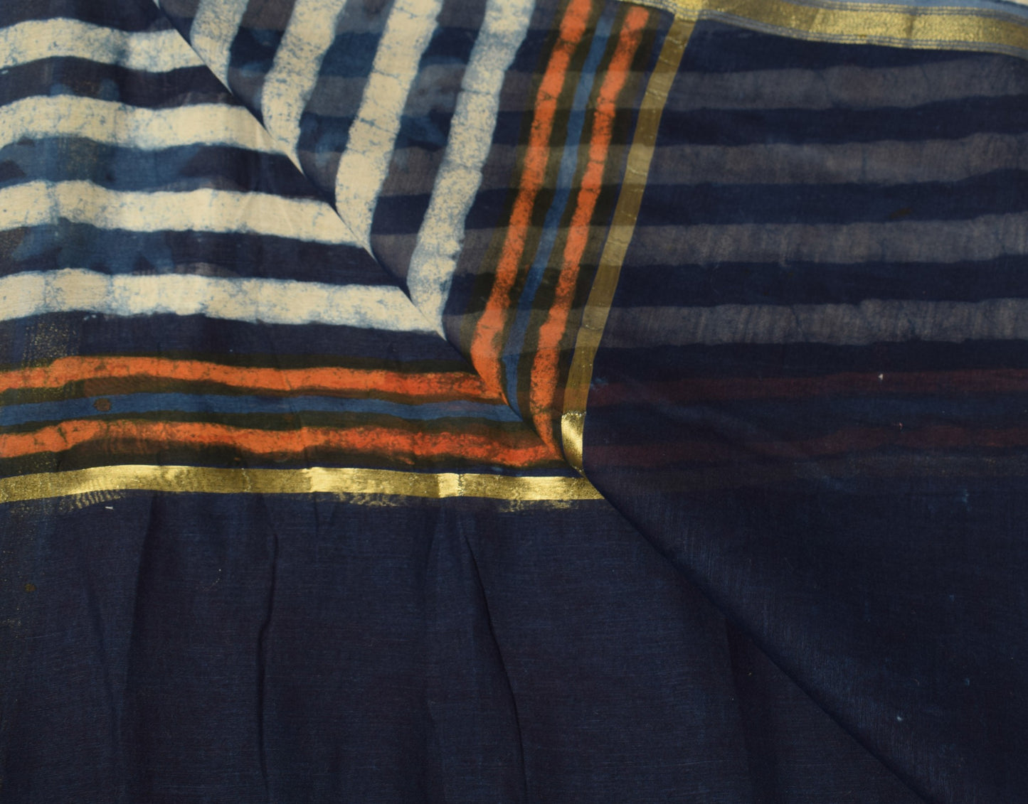 Sushila Vintage Batik Printed Dupatta Pure Cotton Silk Blue Long Stole Veil Wrap