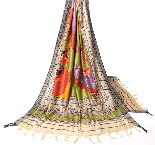 Sushila Vintage Hand-Painted Madhubani Dupatta Pure Woolen Multicolor Long Stole