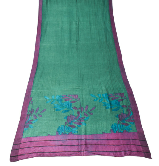 Sushila Vintage Pure Woolen Dupatta Teal Green Hand Block Printed Warm LongStole