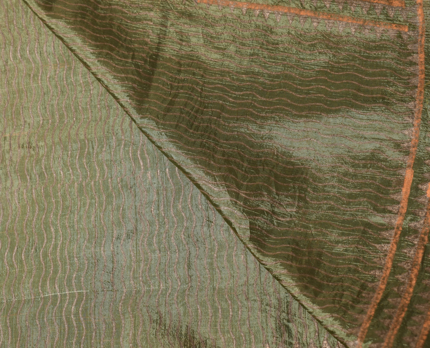Sushila Vintage Heena Green Dupatta Art Silk Hand Block Laheriya Print LongStole