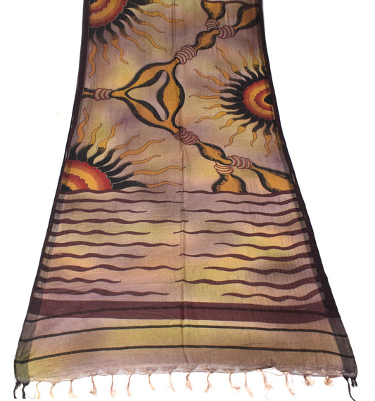 Sushila Vintage Pure Woollen Dupatta Multi-Color Hand Printed & Woven Long Stole