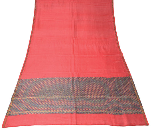 Sushila Vintage Red Dupatta Pure Cotton Silk Hand Block Printed Long Stole Wrap