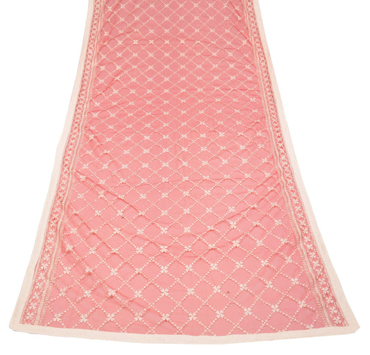 Sushila Vintage Floral Zaal Dupatta Net Mesh Red Embroidered Ethnic Long Stole