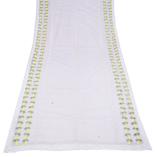 Sushila Vintage Lavender Embroidered Dupatta Net Mesh Floral Long Stole Hijab