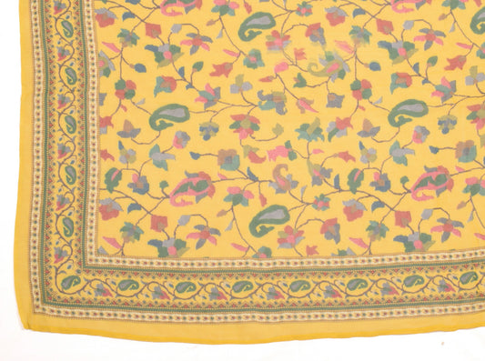 Sushila Vintage Kani Printed Dupatta Pure Georgette Paisley Yellow Long Stole