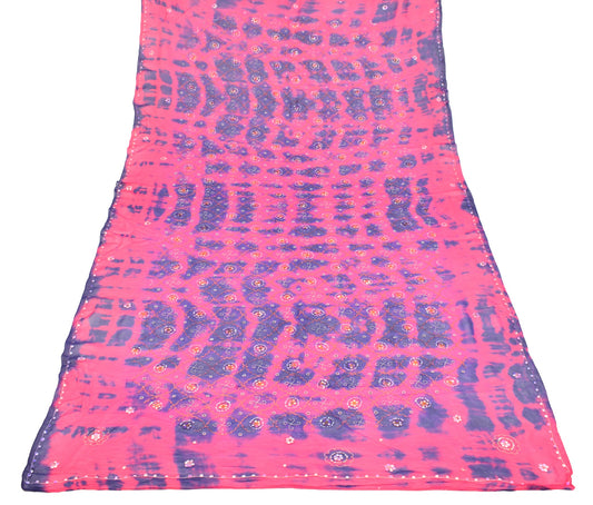 Sushila Vintage Tie-Dye Dupatta Magenta Pure Georgette Embroidered Long Stole
