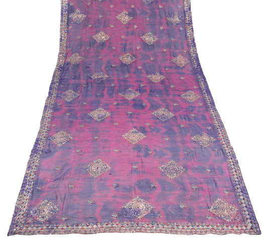 Sushila Vintage Tie-Dye Dupatta Blue Pure Georgette Hand Embroidered Long Stole