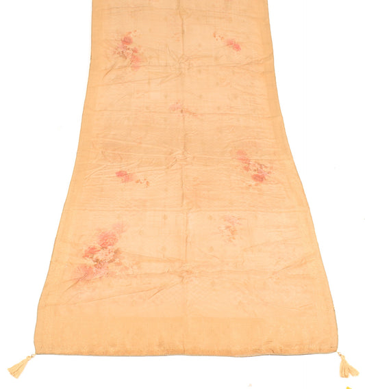 Sushila Vintage Floral Peach Dupatta Digital Printed Cotton Silk Veil Long Stole